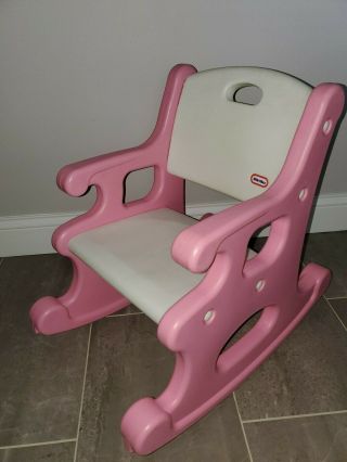 Rare Retired Little Tikes Bright Pink White Child Size Rocking Chair Rocker