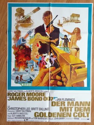 James Bond 007 Rare German 1 - Sheet Poster Man With The Golden Gun Roger Moore