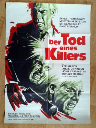 Don Siegel The Killers - Rare German 1 - Sheet Lee Marvin Angie Dickinson Reagan