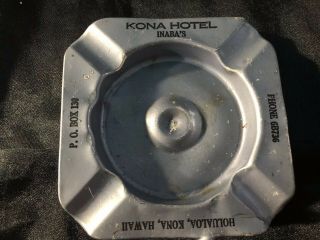 Rare Vintage Hawaii Inaba’s Kona Hotel Hawaiian Metal Ashtray