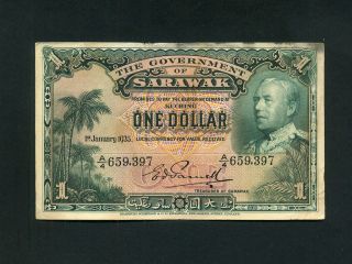 Sarawak:p - 20,  1$,  1935 C.  Vyner Brooke Rare Vf