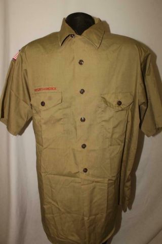 Vintage Bsa Boy Scouts Of America Mens Large Uniform Shirt Green Vtg Rare