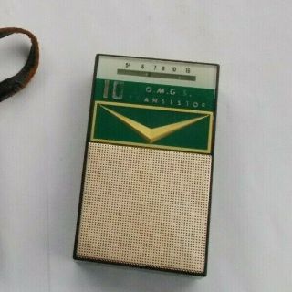 RARE Vintage O.  M.  G.  S.  10 Transistor AM Portable Radio Collectible & Case LOOK NR 4