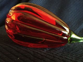 Ruby Red Viking Art Glass Squash Paperweight - Rare
