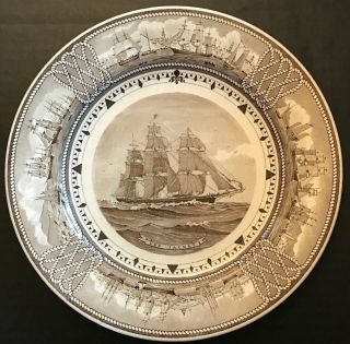 Very Rare 1937 Wedgwood Red Jacket Clipper Ship Plate By George Wales W/ Stamp