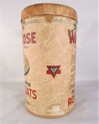 Rare 1930 ' s era Ward Rose Oats Cardboard Canister 1 lb 4 oz Vintage Decatur IL 2