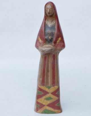 Handpainted Latin American Teracotta Red Clay Woman Figure Rare Unsigned