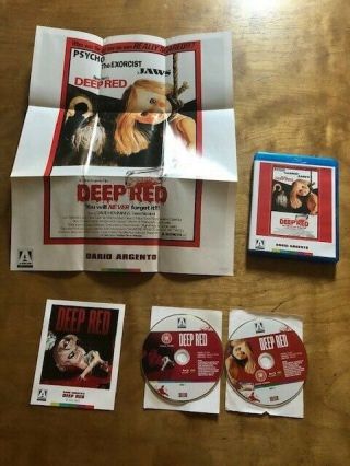Deep Red Blu Ray Arrow Video Rare Window Box Slipcover 2 Disc Oop Rare Poster