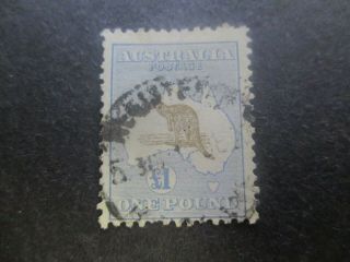 Kangaroo Stamps: £1 Blue & Brown 3rd Watermark - Rare (g214)
