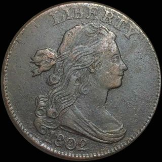 1802 Draped Bust Large Cent Nicely Circulated Rare Copper Collectible Coin Nr