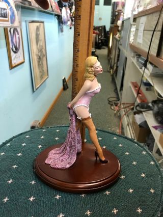 Rare British Woman In Lingerie Figurine On Wooden Stand