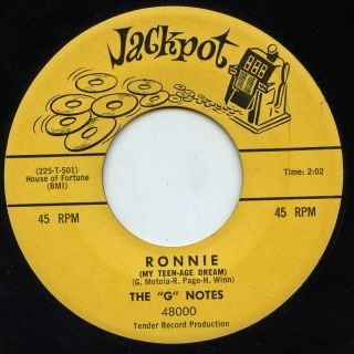 Hear - Rare Teen 45 - The " G " Notes - Ronnie - Jackpot 48000 - M -