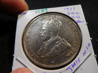 K89 British Honduras 1911 50 Cents Choice Au Rare This