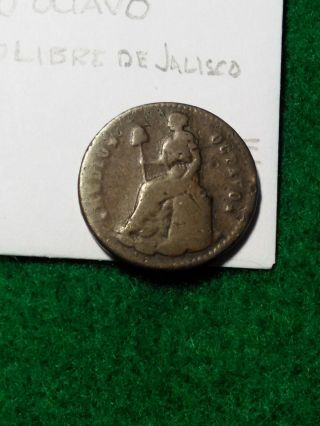 Mexico,  Jalisco 1861 Copper Medio Octavo.  Rare
