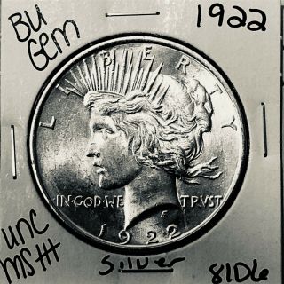 1922 P Bu Gem Peace Silver Dollar Unc Ms,  U.  S.  Rare Coin 8106