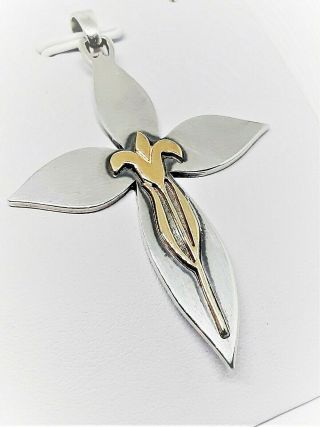 Retired Rare James Avery Sterling Silver And 14k Gold Easter Lily Cross Pendant