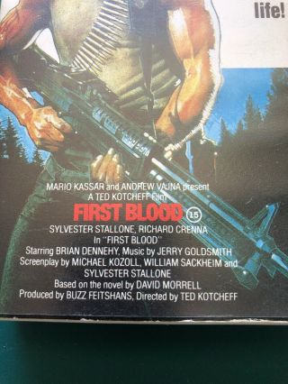 Stallone First Blood VHS Cult Action Classic Rambo Thorn EMI RARE COVER 1982 S12 2