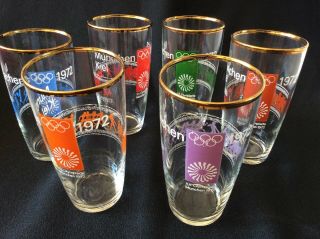 Set Of 6 Munchen 1972 Olympic Glasses Munich Olympic Games Very Rare Set