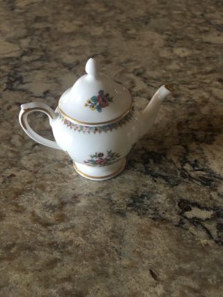 Rare Vintage Coalport Ming Rose Miniature Teapot Stamped Number On Bottom