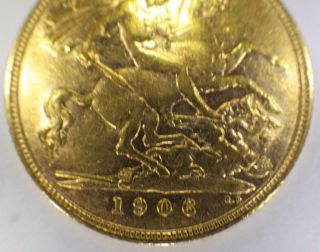 1906 Half 1/2 Gold Sovereign British Coin King Edward Vii London Rare