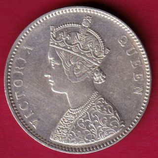 British India - 1862 - 0/4 Dots - Victoria Queen - One Rupee - Rare Silver Coin V1