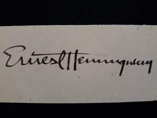 Ernest Hemingway HAND SIGNED Signature Autograph Page Cut Black Ink Vintage RARE 3