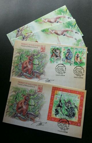 Malaysia Primates Of Malaysia 2016 Chinese Year Monkey (fdc Pair) Signed Rare