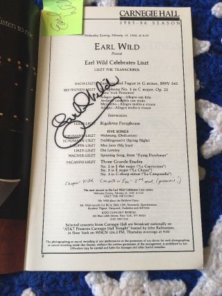 Carnegie Hall 1986 Pianist Autographed Signed Stagebill W/ticket Earl Wild Rare