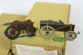 30 Vintage Tin Flats Zinnfiguren Scholtz Box Farm Horse Colonial Wagon Rare Toy 6