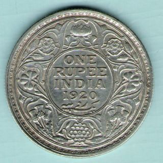 British India - 1920 - George V One Rupee Silver Coin Grade Ex - Rare Date