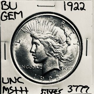 1922 P Bu Gem Peace Silver Dollar Unc Ms,  U.  S.  Rare Coin 3779