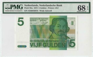 28.  3.  1973 Netherlands 5 Gulden Rare ( (pmg 68 Epq))