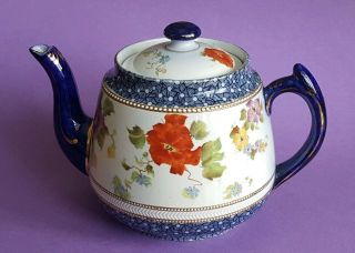Rare Carlton Ware Floral Tea Pot Reg No 373866 W & R Stoke On Trent 1901