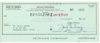 David Hedison 1974 Signed Check Autographed Rare Business Account James Bond Oct