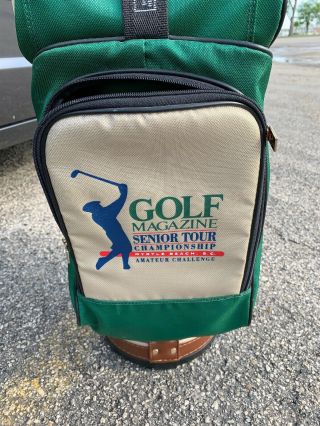 FILA Golf Staff Tour Cart Bag Tan/green with rain cover rare 5