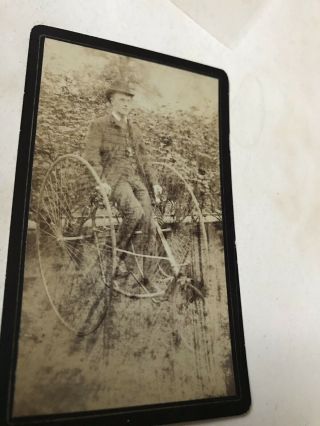 Very Rare Antique Bicycle Bike Photograph 3 Wheel High Wheel Trike