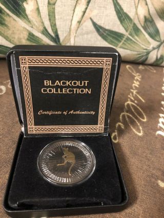 2016 Australi Kangaroo Blackout Silver 1 Dollar Coin Ruthenium & 24k Gold Rare