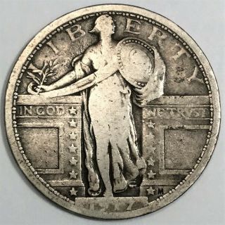 1917 Type 1 Standing Liberty Quarter Coin Rare Date