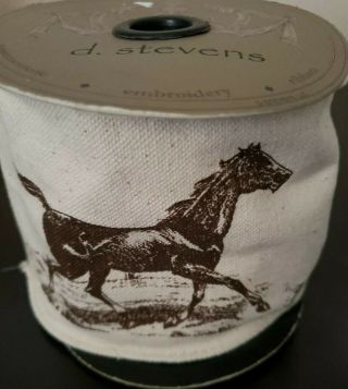 D.  Stevens Rare Canvas Wire Horse Ribbon Wide Running Pony Spool Craft 110 Inch