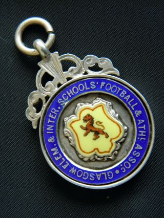 Rare Solid Silver Glasgow Football Inter Schools 1923 Medal J Mcmenamin Ltd
