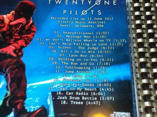 Twenty One Pilots rare LIVE CD 2017 in Dover DELAWARE ONLY 300 Made 21 Pilots 3