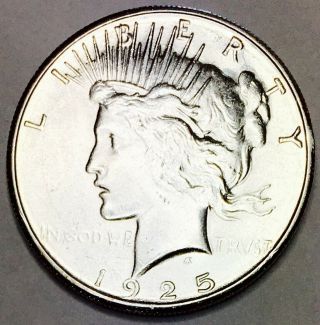 1925 S Peace Dollar Solid Gem Bu,  Absolute Stunner Rare As It Gets Nr 6299
