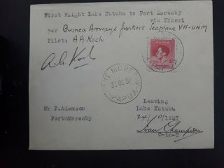 Very Rare 1937 Papua Delayed 1st Flight Cover Kutubu To Port Moresby Only 17