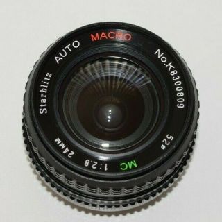 Rare 24mm Starblitz Auto Macro Lens For Slr Film Camera 1:2.  8 Mc Mount