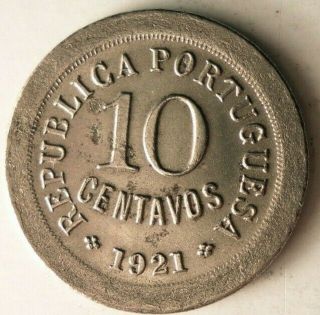 1921 Portugal 10 Centavos - Rare Coin - - Portugal Bin A