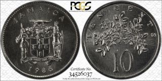 1986 Jamaica 10 Cent Pcgs Sp67 - Extremely Rare Kings Norton Proof