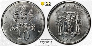 1988 Jamaica 20 Cent Pcgs Sp67 - Extremely Rare Kings Norton Proof