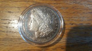 1883 S Morgan Silver Dollar.  Rare Key Date.  Blue Rim Toning.
