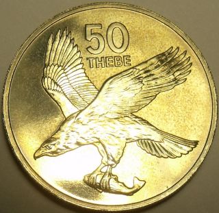 Large Rare Proof Botswana 1976 50 Thebe African Fish Eagle 1st Year Ever Sh