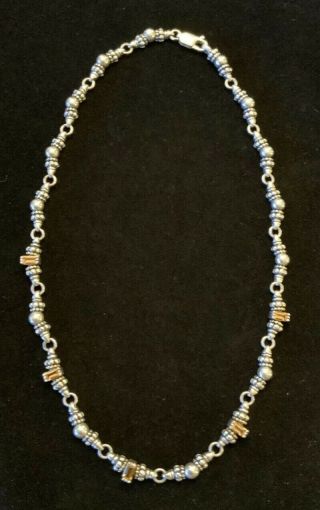 Elegant Lagos Caviar Citrine 18k Gold & Sterling Silver Necklace - Rare